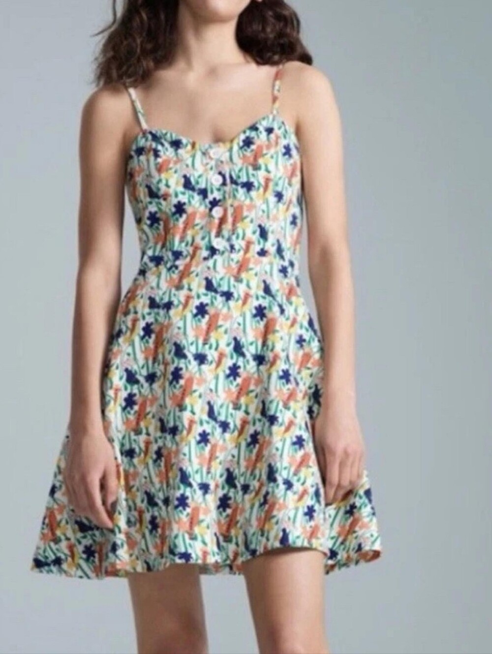 Alice & Olivia Nella Button Front Nella Dress In Bird Party Size 4